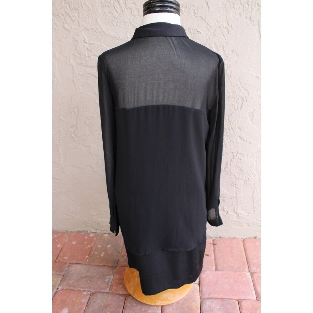Zara Basic Black Dress Size M Polyester Long Slee… - image 5